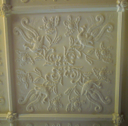, This plaster ceiling features Australian Lyre-Birds, a nationalistic expression in design. It was installed in the two-storey villa at 8 Wulworra Avenue Cremorne, a house attributed to J. Burcham Clamp around 1909. Photograph by Ian Hoskins, 2015