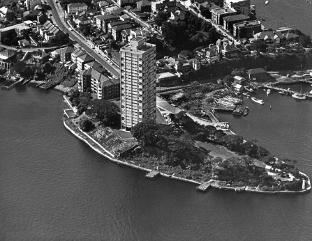 , 'Blues Point Tower' shortly after completion in 1962. Photograph by Australian Air Photos. Stanton Library