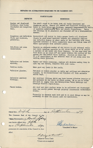 , Reverse of the 1949 Public Health Act inspection form for the set of terrace houses at 30-38 Lavender Street. Stanton Library