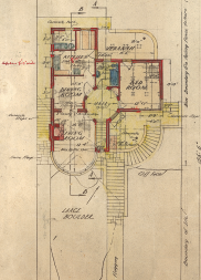 , The circularity of the 'Simms House' was emphasised by the round hallway, clearly laid out in this floorplan. Stanton Library
