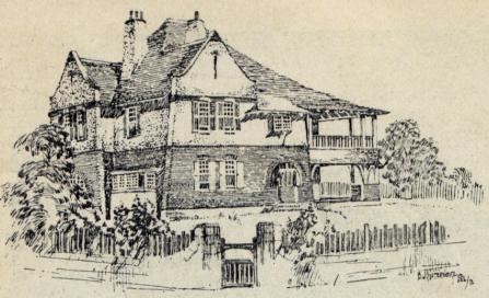 , 'Kelrose' around 1908, sketched by architect BJ Waterhouse whose depictions of Jackson's houses were published in the journal <i>Building<i/>. Stanton Library