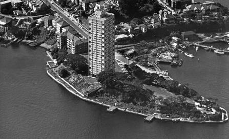 , 'Blues Point Tower' shortly after completion in 1962. Photograph by Australian Air Photos. Stanton Library